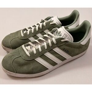 Adidas Gazelle Sneakers Mens 11 Olive Green White Suede IG5790 Retro Low Top